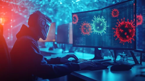 Cybersecurity Specialist Battling a Digital Virus