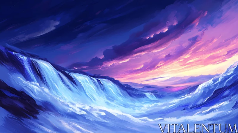 Painted Waterfall Landscape