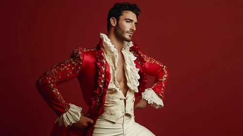 Man in Red Jacket with Gold Embroidery