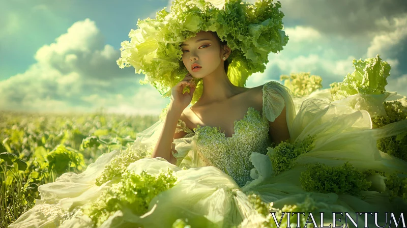 Woman in Lettuce Dress