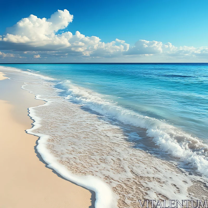 Coastal Calm: Waves on Sandy Shore