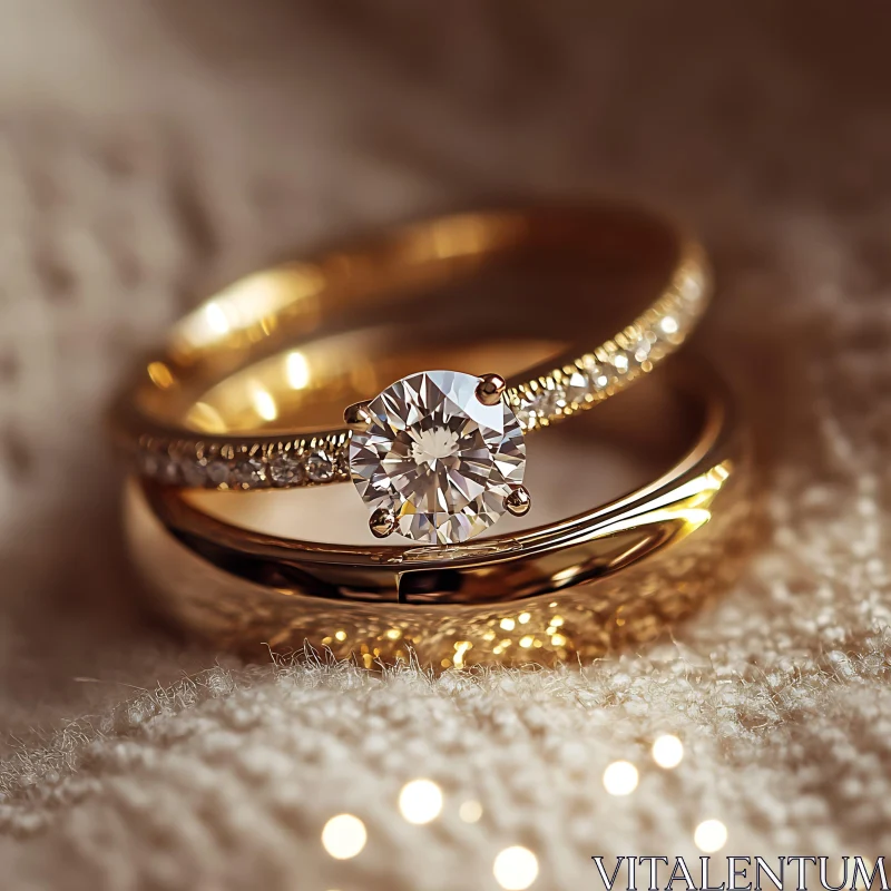 Golden Wedding Rings with Diamond Detail