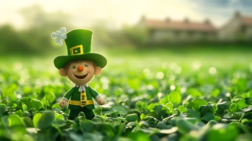 Lucky Leprechaun Portrait in Green Meadow