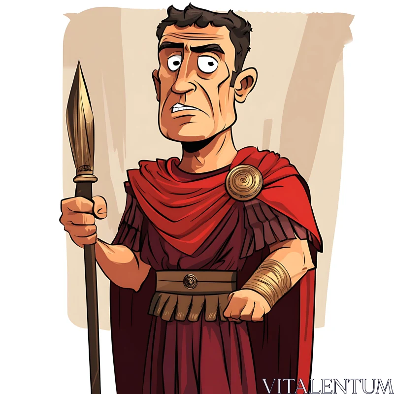Cartoon Illustration of Roman Soldier