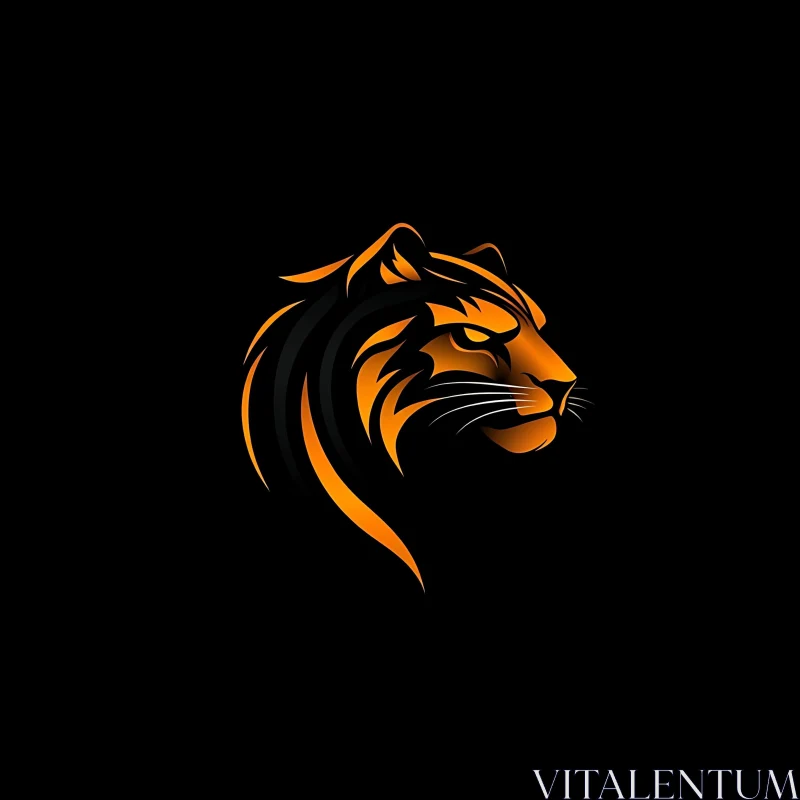 Bold Tiger Graphic on Black AI Image