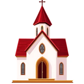 Digital Art of a Church with Red Roof