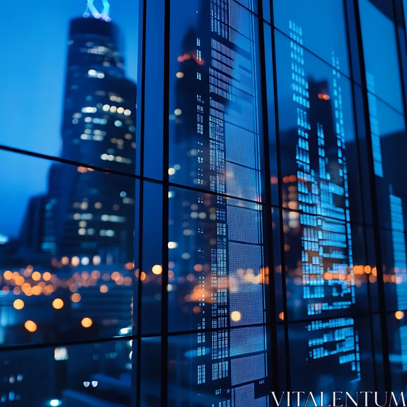 Urban Reflections: City Lights at Night