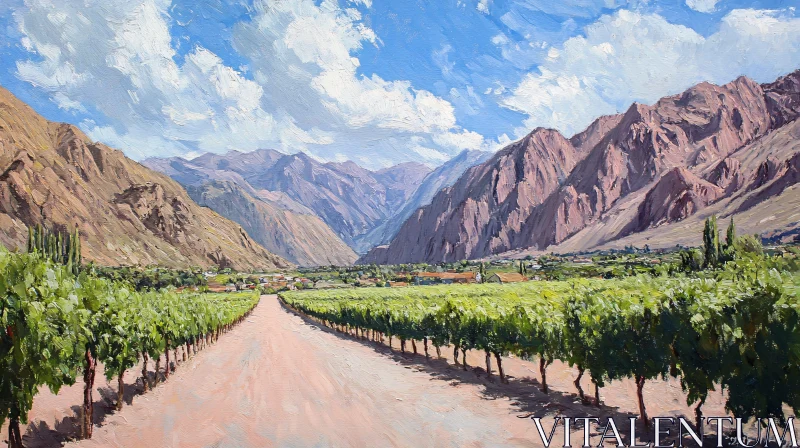 Vineyard Vista: A Mountain Valley Painting