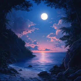 Serene Moonlight Over Calm Waters
