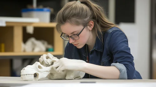 Woman's Artful Touch: Crafting Bone Sculpture