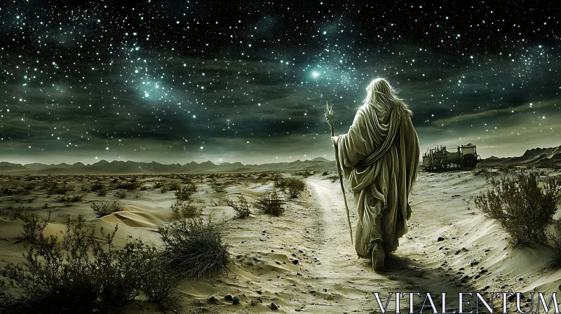 Figure on Desert Path at Night