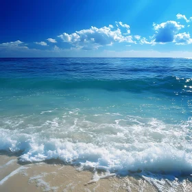 Seascape with Waves and Blue Sky