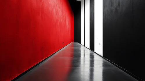 Red, Black, White Hallway