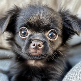 Innocent Black Puppy Close-Up