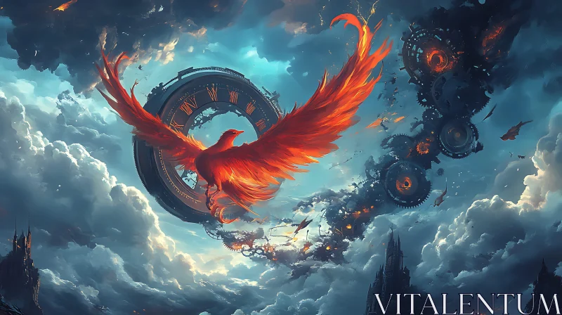 Fiery Bird and Clockwork Sky