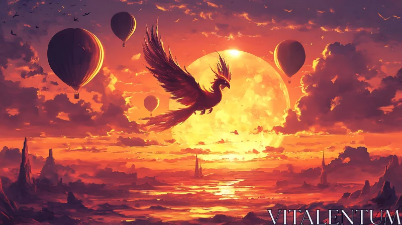 Sunset Phoenix with Balloons