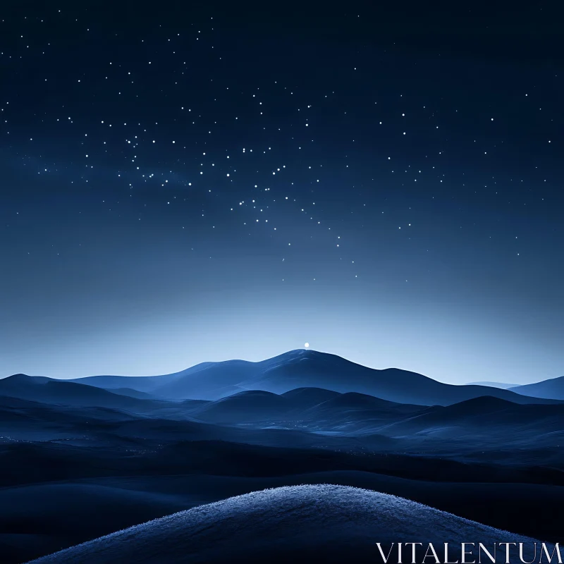 Starry Night Mountain Landscape