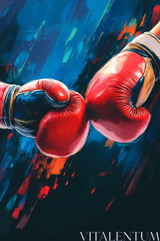Intense Boxing Gloves Clash in Artistic Image AI Generated Image