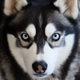 Husky Dog Close-Up with Blue Eyes
