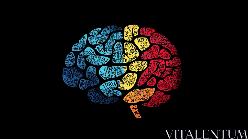 Abstract Brain Art with Letter Patterns