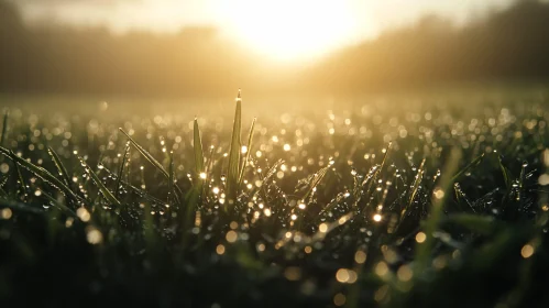 Sparkling Morning Dew on Grass Blades