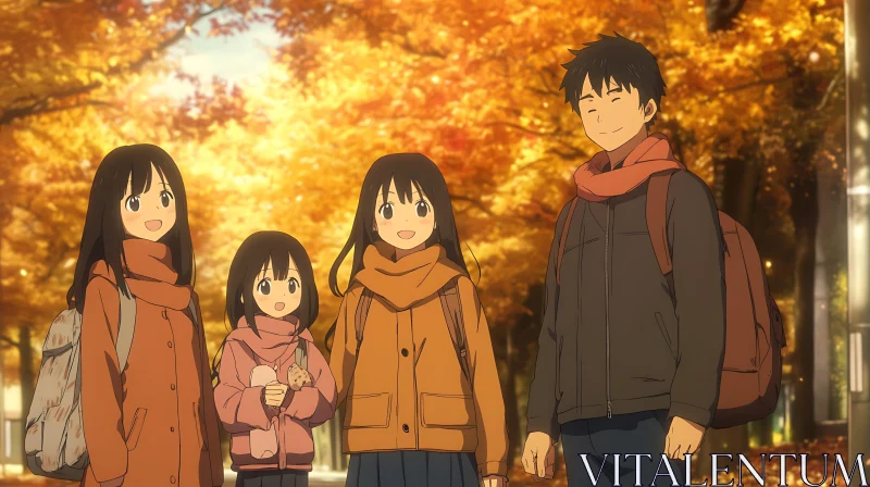 Autumn Moments with Anime Characters in Park