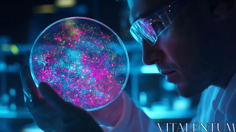 Scientist Analyzing Cellular Structures in Petri Dish