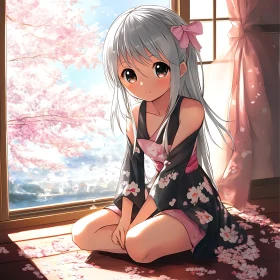 Tranquil Anime Scene with Blossoms