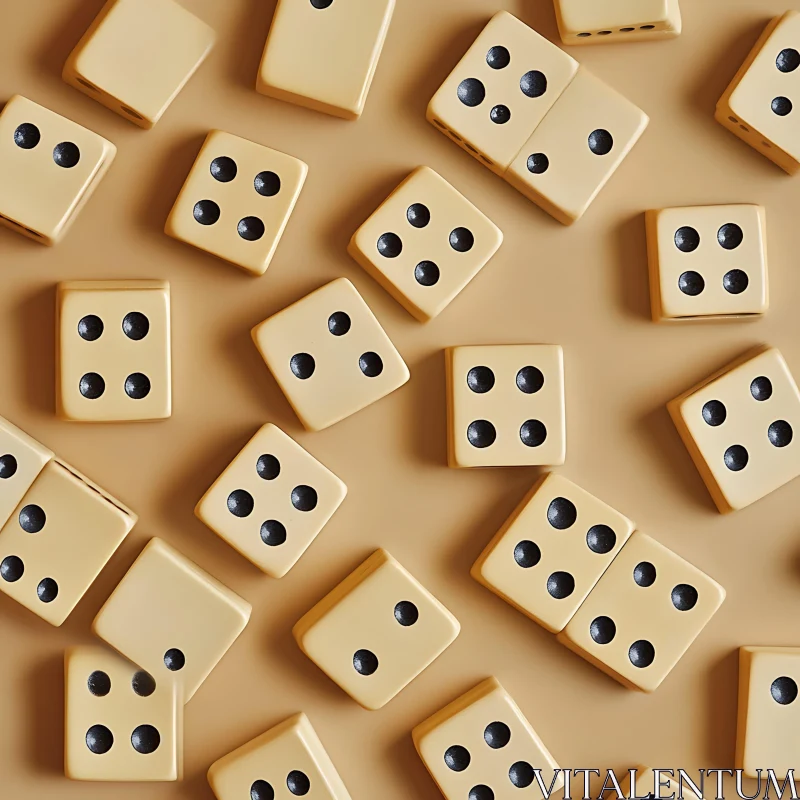 AI ART Scattered Cream Dice with Black Dots