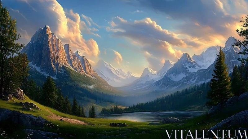 Scenic Mountain Vista with Lake