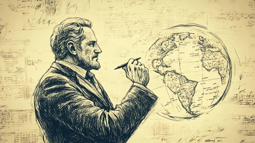 Vintage Globe Sketch