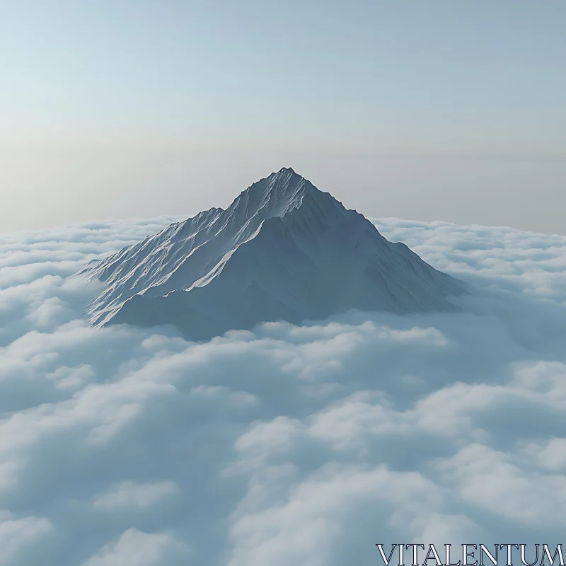 Mountain Peak in the Clouds