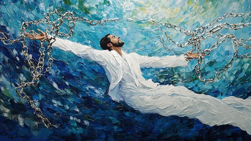 Man's Freedom: An Impasto Painting of Release