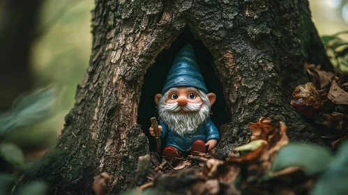 Forest Gnome in Tree Home