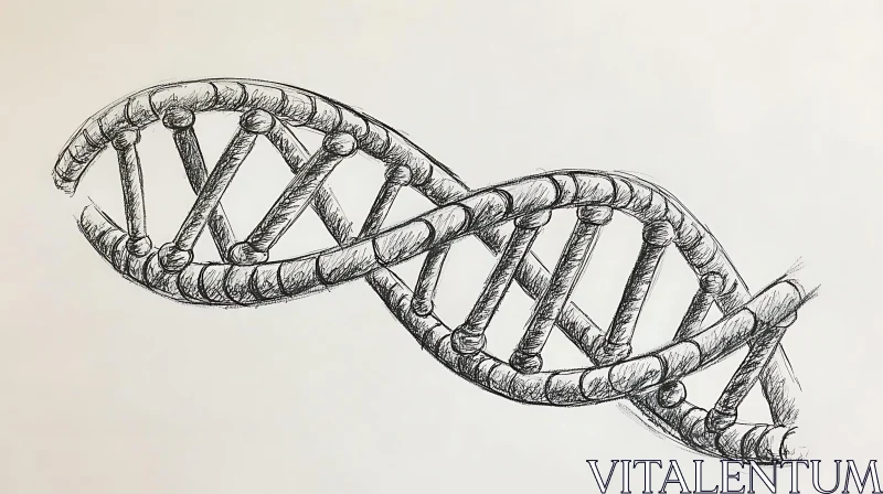 Monochrome DNA Helix Illustration
