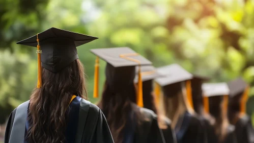 Line of Graduates on Graduation Day