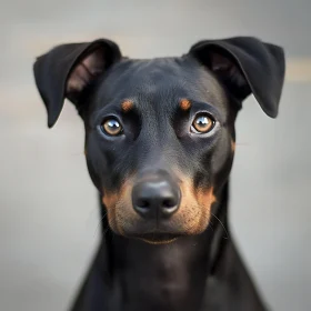 Detailed Portrait of a Black and Tan Dog