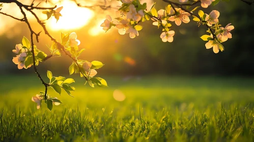 Golden Meadow with Blossoming Flowers