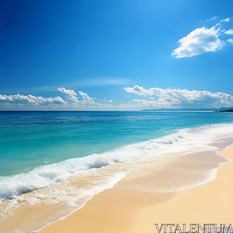 Coastal Bliss: A Peaceful Beach Scene AI Image