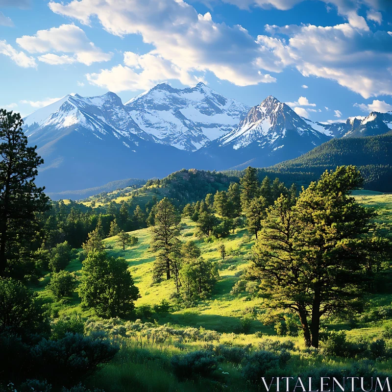 Majestic Mountains and Green Valley View