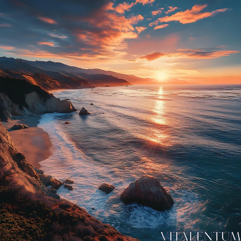 Coastal Sunset: A Serene Seascape
