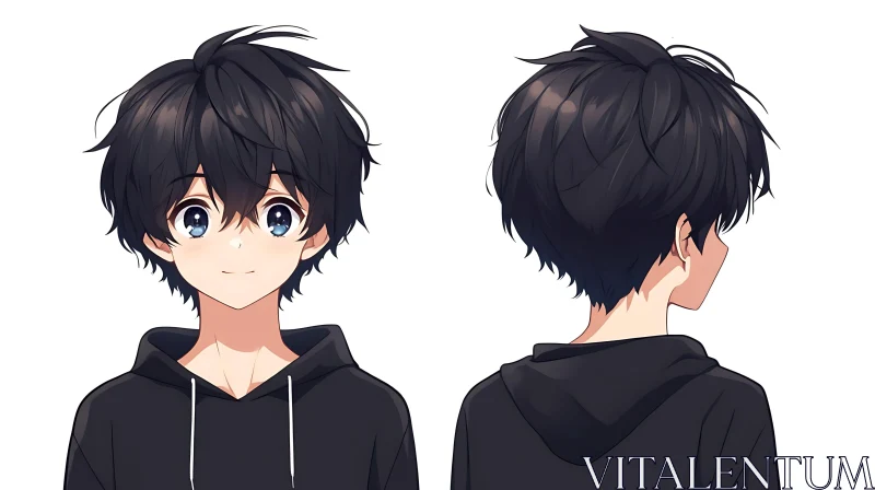 Anime Boy Character Portrait Front and Back AI Image