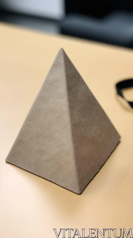 Symbolic Paper Pyramid on Table | Unprimed Canvas Style AI Image