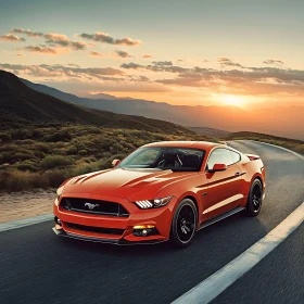 Sunset Drive with Orange Sports Car