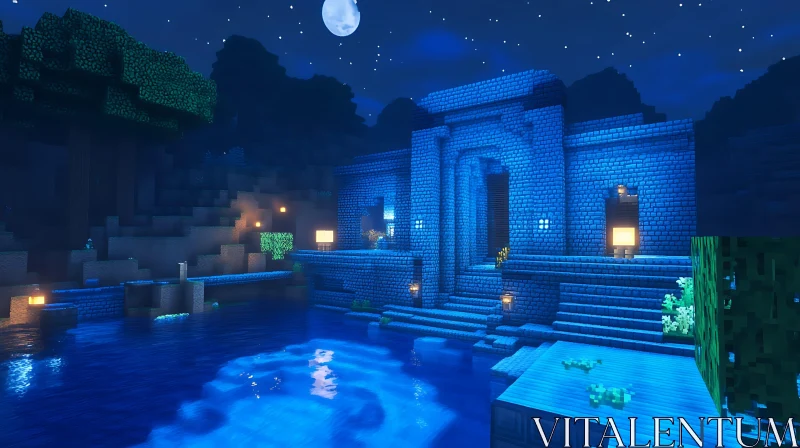 Blue Brick Architecture Under Moonlight Blue Brick Architecture Under Moonlight