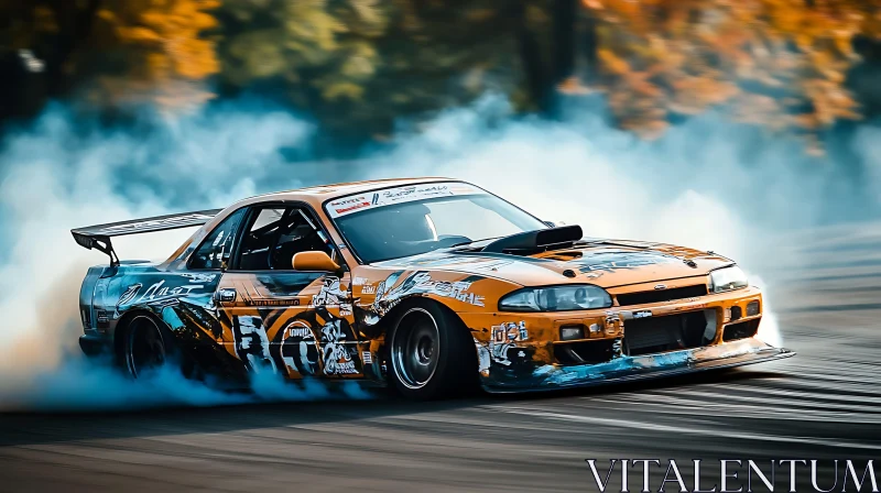 Thrilling Drift of a Vibrant Racing Car Thrilling Drift of a Vibrant Racing Car