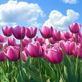 Pink Tulips Blooming in a Colorful Garden