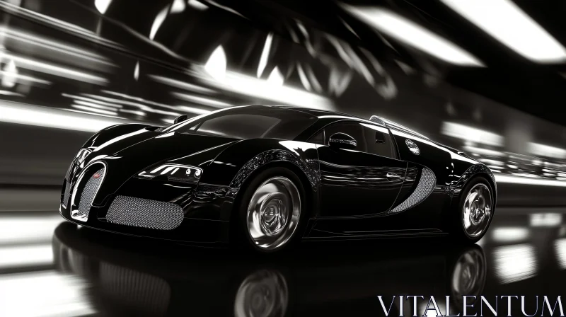 Luxurious Black Supercar Racing in Tunnel Luxurious Black Supercar Racing in Tunnel