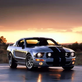 Sleek Mustang at Sunset