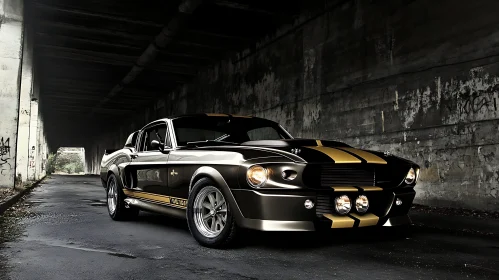 Vintage Sports Car with Racing Stripes